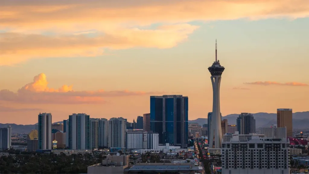 Las Vegas skyline at dusk