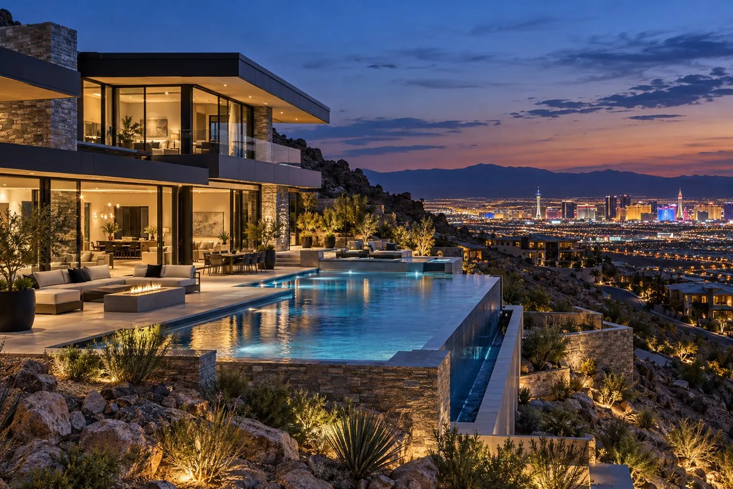 MacDonald Highlands: hillside estate with Strip views