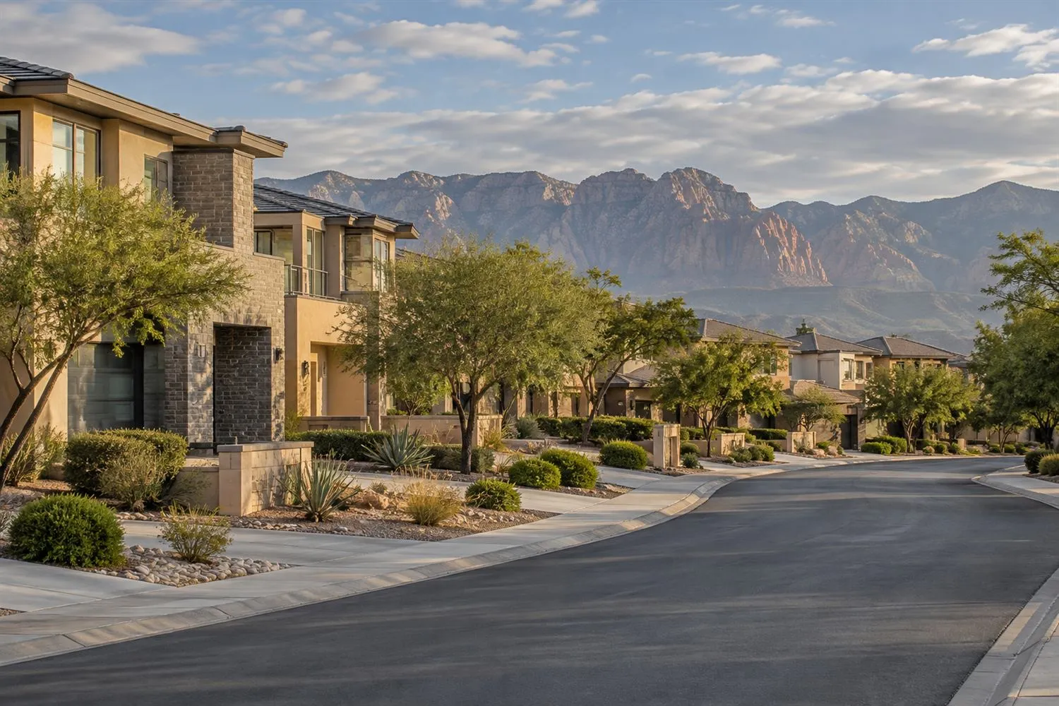 Las Vegas neighborhoods: Summerlin homes below the Red Rock mountains